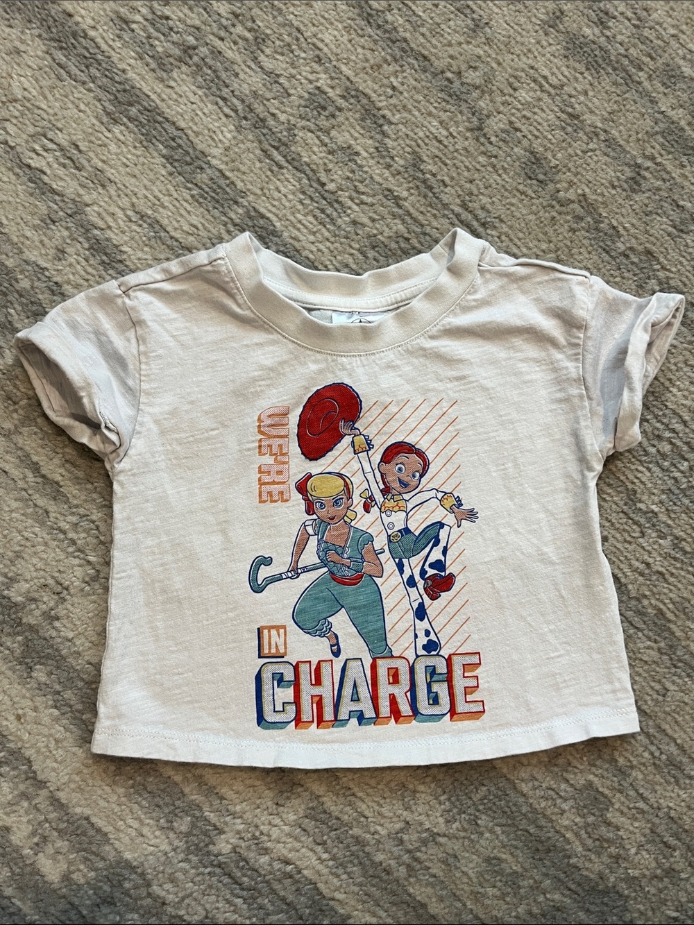 Disney White Kids 'In Charge' Graphic Tee with Multicolor Print